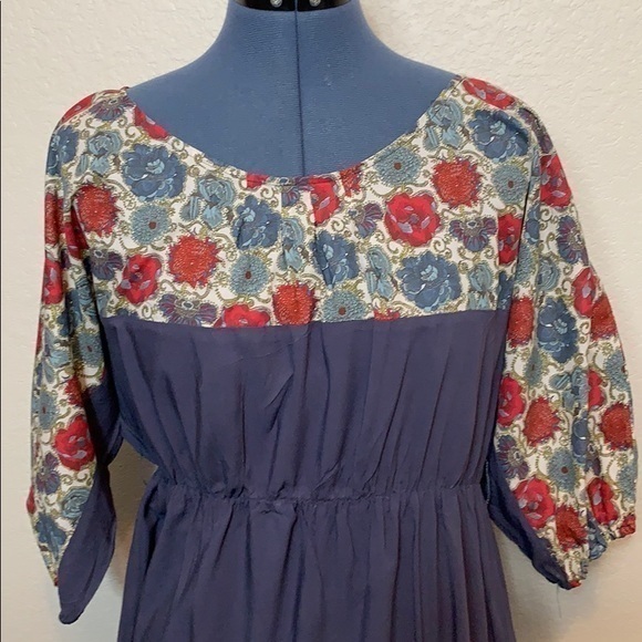 a’reve Dress Blue with Flower Print - Picture 3 of 7